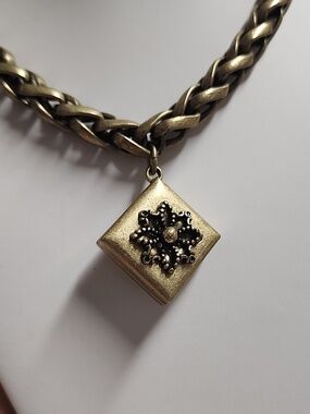 Vintage Ann Taylor Loft Woven Link with  Pendant Statement Necklace